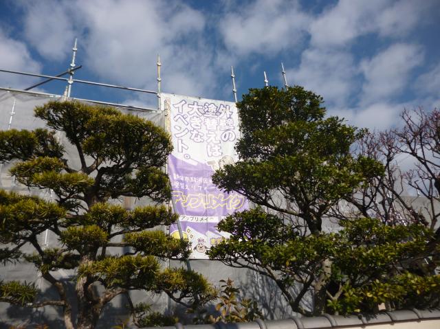 足場を設置。