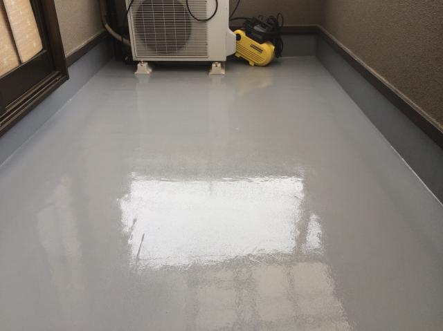 防水施工後のベランダ。
